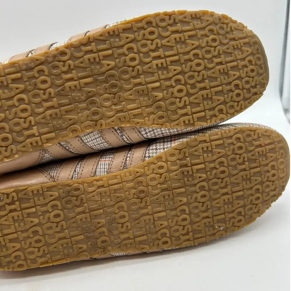 Lacoste Mystere Leather Sneakers Tan Plaid HoundstoothSize 7.5 EU 39 Preppy